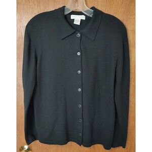 VTG Casual Corner size M black button up cardigan wool blend sweater